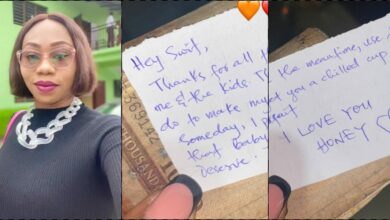 Lady gushes over romantic handwritten note from husband, cash