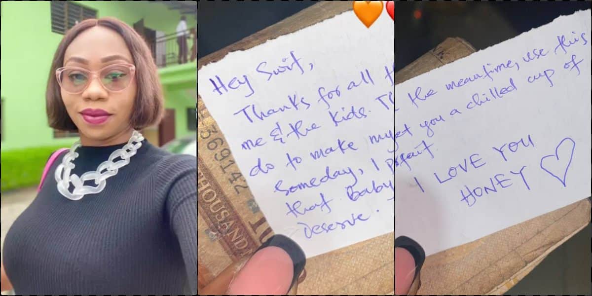 Lady gushes over romantic handwritten note from husband, cash