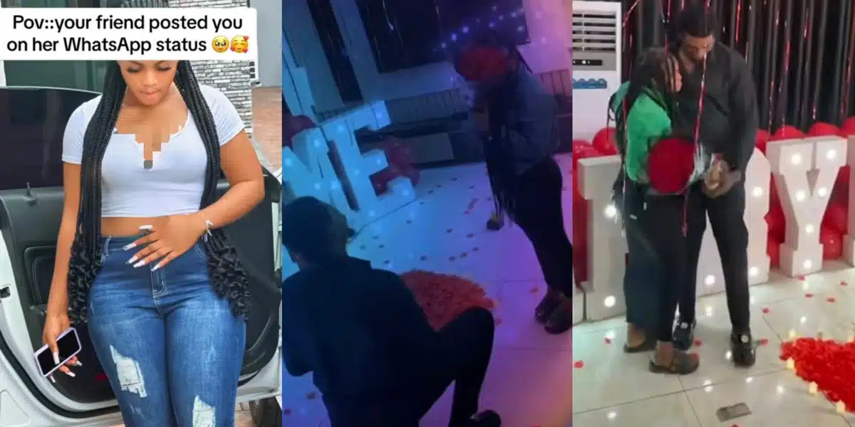 “All my friends too wicked” — Reaction as lady receives marriage proposal after friend posted her on her WhatsApp status