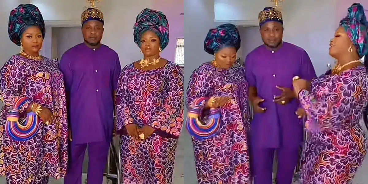 “The man married his spec twice” — Polygamous man dances happily with his two wives