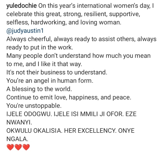 Yul Edochie celebrates Judy Austin on women's day 
