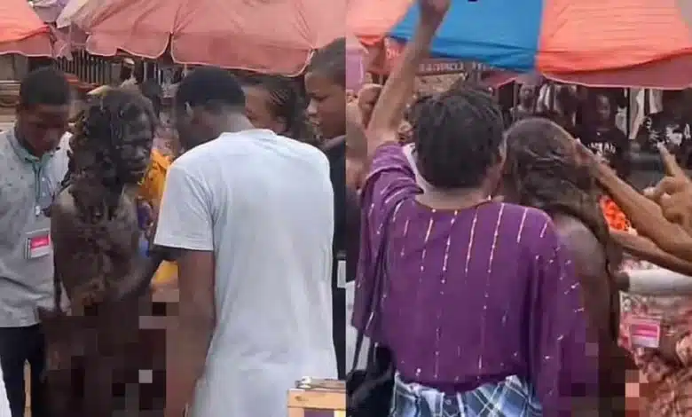 “Na wetin our parents send us come do” — Moment OOU students publicly carry out deliverance for a mentally ill man