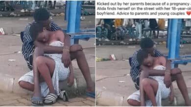 Photo of pregnant 17-year-old girl and boyfriend chased out to the street by parents causes buzz online