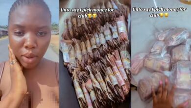 Nigerian lady picks up ₦100 notes in nightclubs, proudly shows them off