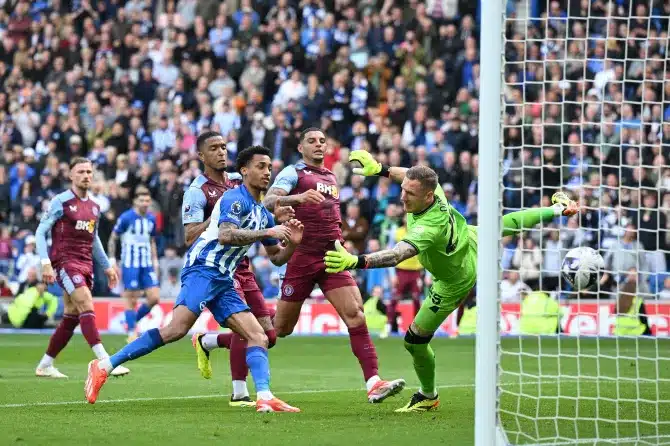 Late Brighton's penalty dents Aston Villa's Champions League hopes