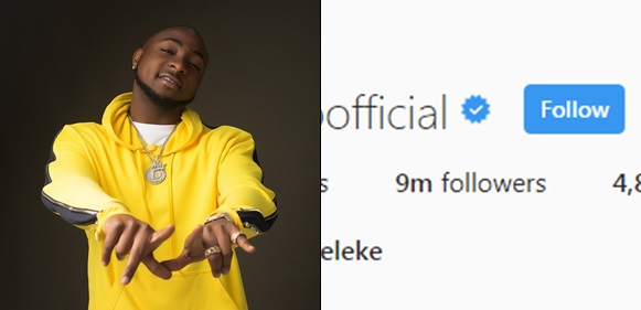 Davido becomes the first Nigerian celebrity with 9 million followers on Instagram