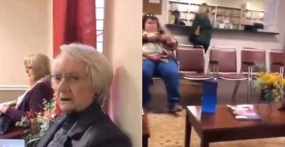 Elderly racist woman abuses black woman and tells her that she originated from a monkey (video)