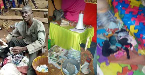 Pastor caught with bag filled with female underwear in Auchi, Edo state (Photos/Video)