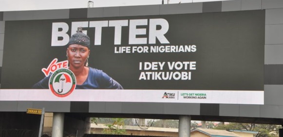 Atiku Abubakar allegedly steals Woman’s image for his campaign adverts across the country