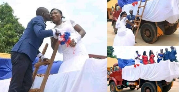 Couple go viral after using a Tipper for their wedding in Akwa Ibom (Photos)