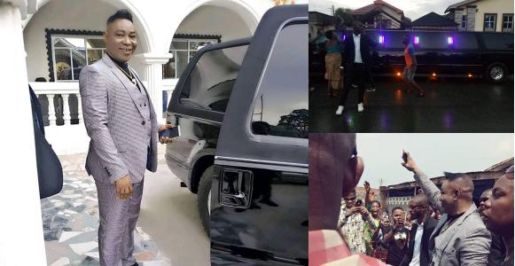 Pastor buys his third Hummer Limousine, shows it off in Aba (Video)