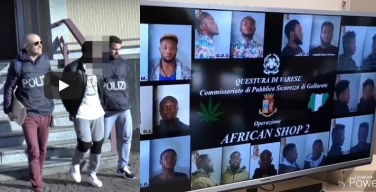 10 Nigerian Drug Dealers Busted By Police In Italy (Video)