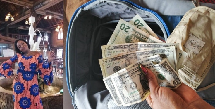 Nigerian Lady finds dollar notes in 2nd hand bag she bought