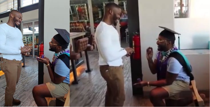 Nigerian man gets down on one knee to propose to boyfriend (Video)