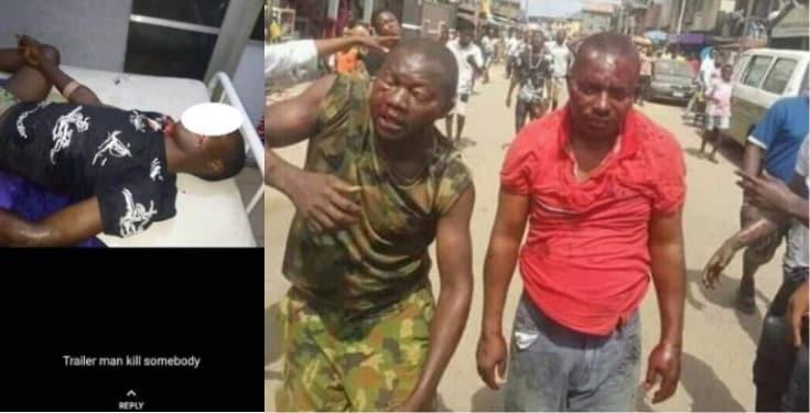 Soldier beaten to a pulp for preventing jungle justice (Photos)