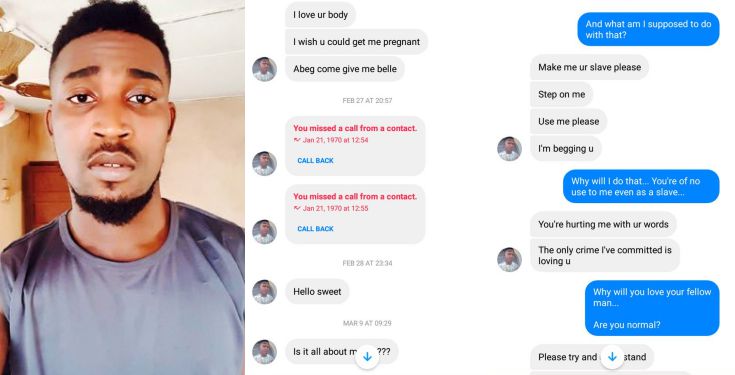 "Use me as your slave. Get me pregnant" - Man shares messages another man sent to him