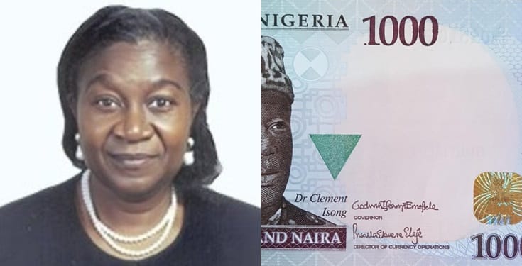 Mrs Priscilla Ekwere Eleje, first woman to have her signature on the 1000 Naira note