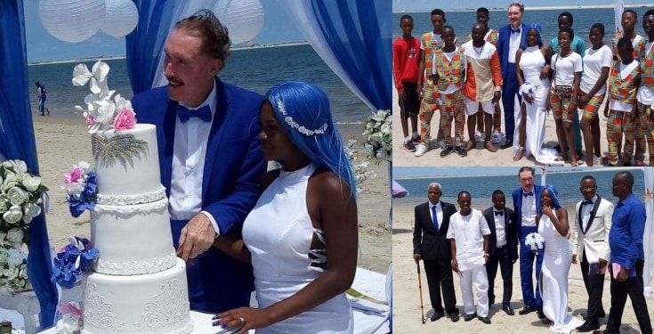Lady gets married to an elderly White man at a beach in Lagos (photos)