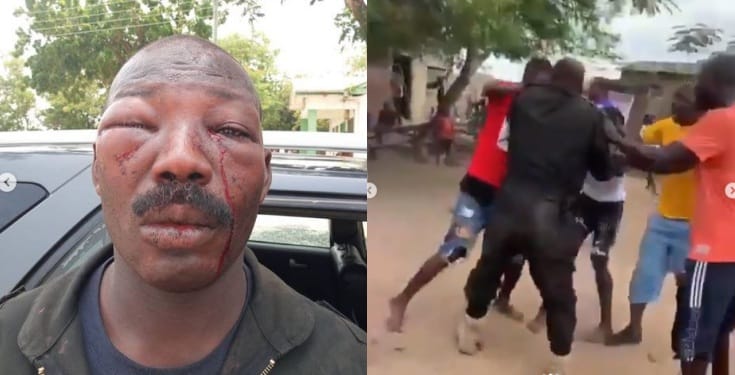 Police brutality: Aggrieved residents retaliate by battering an officer (Video)