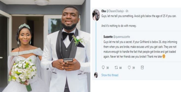 Stay away from ladies below the age of 25 – Newly wedded man advises
