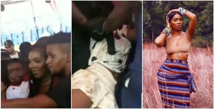 Lady Faints While Struggling To Snap With Tiwa Savage At Regina Daniels' Carnival