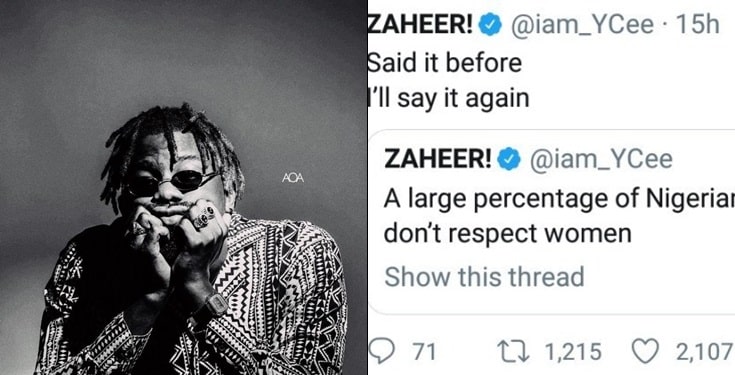 ”I’ll say it again, Nigerian men don’t respect women” – Rapper YCee says