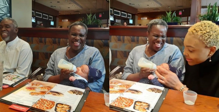 Joke Silva and hubby, bond with their grand daughter (photos)