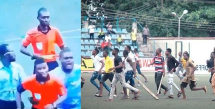 Referee seen running for dear life after an NPFL match in Lagos (video)