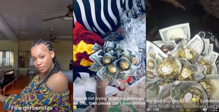 Unilag Student gets bouquet of dollars from her crush 