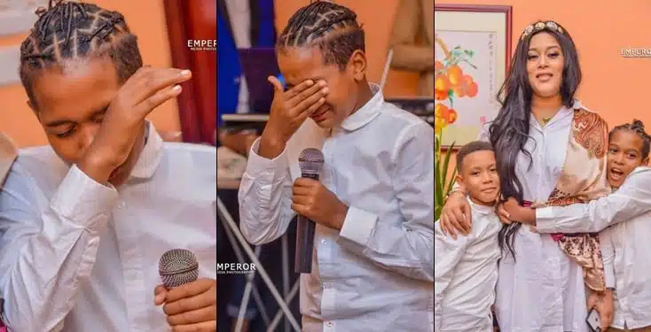 Moments actor Adunni Ade's son broke down in tears while praying for her at birthday dinner