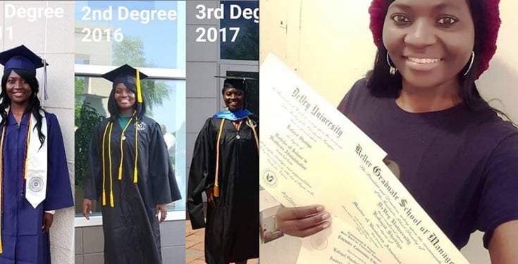 Nigerian lady bagged 3 degrees in the US