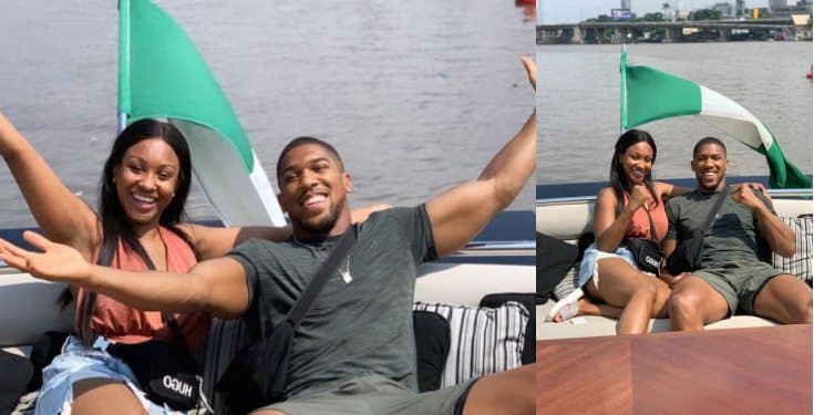 Anthony Joshua and his sister hosted by Dangote in his luxury yacht (Photos)