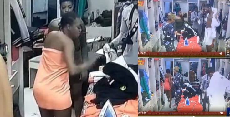 BBNaija 2019: Thelma and Omashola fight after he barged into the bathroom (video)