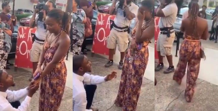 Lady burst into tears as she rejects her boyfriend’s proposal (video)