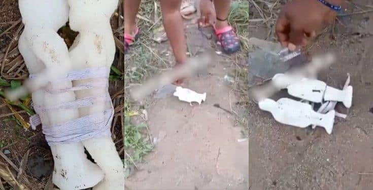 Lady frees couple tied together with candle statues in Abia State (video)