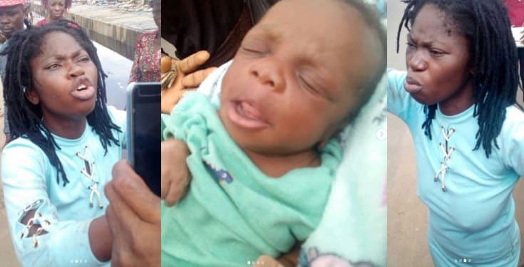 Lady nabbed while trying to throw away her baby in Lagos (photos)
