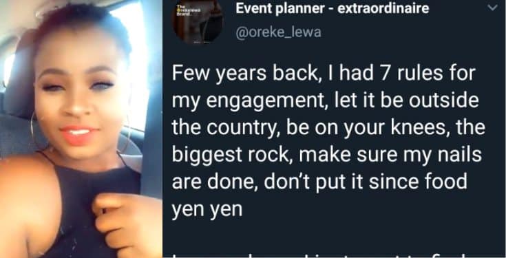 Lady says all she wants now is a man after listing rules her fiancee most abide