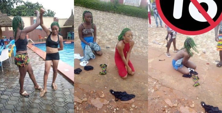 Two young girls punished for impersonating the Black Axe Confraternity