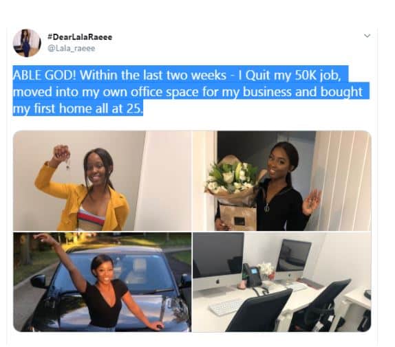 25-year-old Nigerian lady quits her £50,000 job to fully face her side hustle