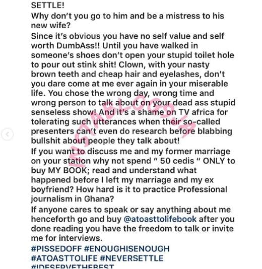 Actress Juliet Ibrahim blasts an OAP who advised her to return to her ex-husband