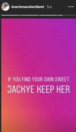 BBNaija 'My babe is not knacking' - Jackye's boyfriend celebrates 