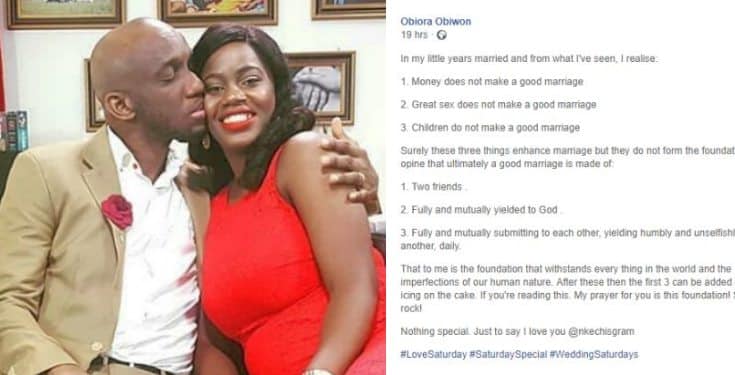 'Great sex, money or children do not make a good marriage' - Singer Obiwon