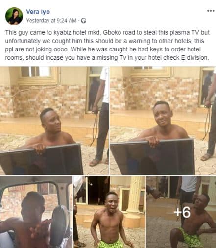 Man nabbed while attempting to leave with hotel's TV in his bag in Benue