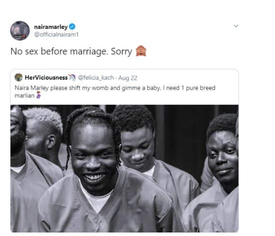 Naira Marley replies a lady who asked him to impregnate her