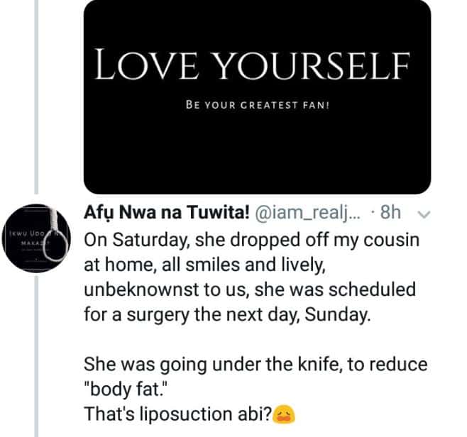 Nigerian woman allegedly dies while undergoing liposuction in Abuja