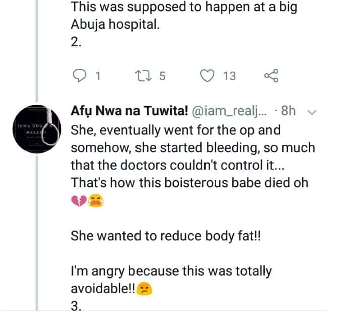 Nigerian woman allegedly dies while undergoing liposuction in Abuja