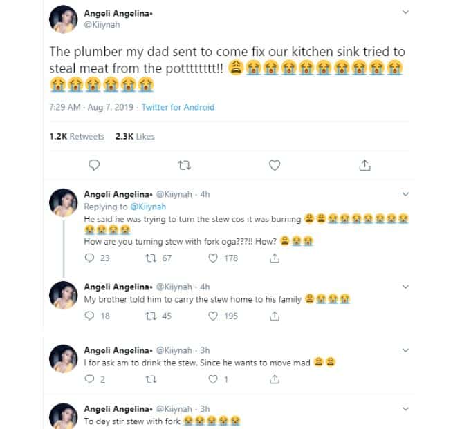 Plumber caught stealing meat from a Nigerian family's pot 