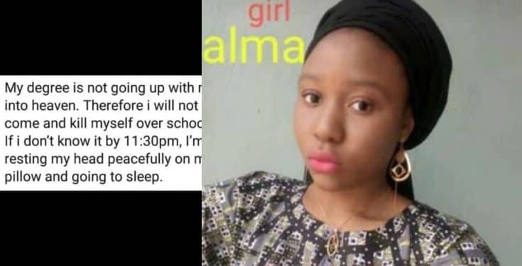 See Whatsapp status of ATBU Bauchi student moments before she died