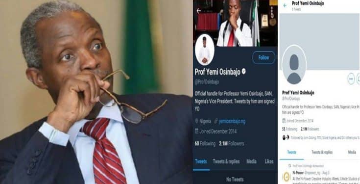 Twitter unverifies VP Yemi Osinbajo’s account, deletes 2,399 tweets