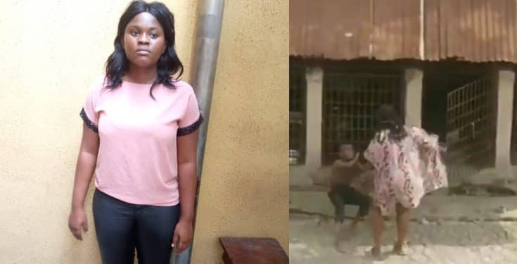 Woman finally speaks on why she flogged and locked a boy in adog's cage